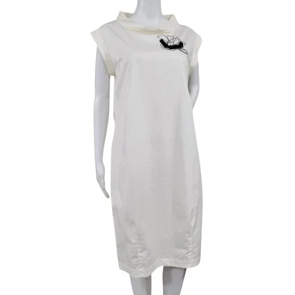 Peserico Womens White Embellished Artsey Lux Dress Size 42 M Made In Italy - Picture 11 of 16